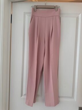 Pinko Straight-Leg High-Waist Pants in Dusty Rose